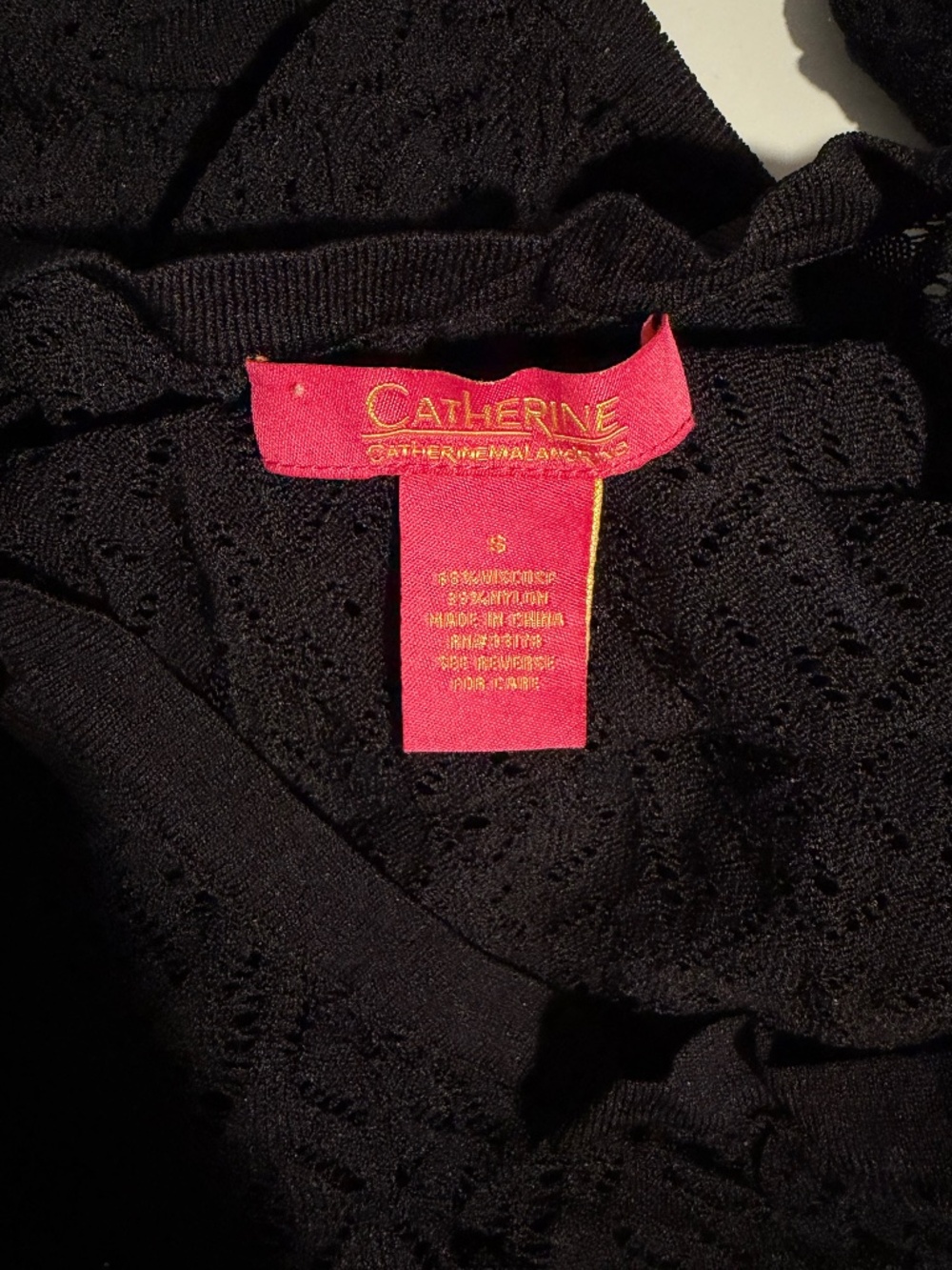 Catherine Malandrino viscose blend open knit shoulder-less sweater Size S